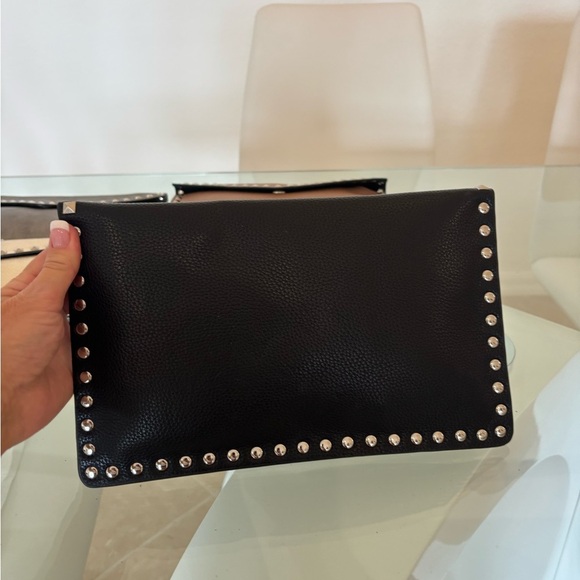 Studded Clutch Black, Cream, Brown, Tan, Gold Orange & Pewter Vegan - Picture 6 of 7